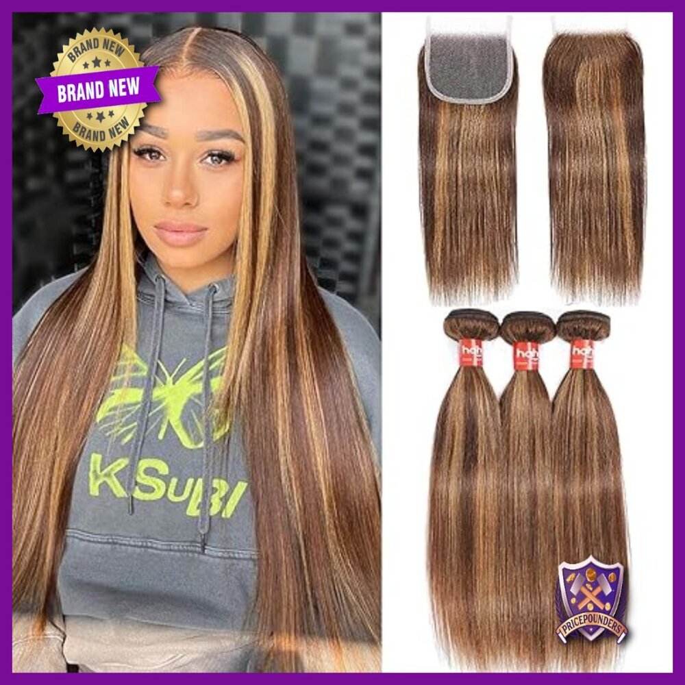 Brazilian Human Hair Extensions 16in Straight With Lace Closure Weave